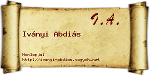 Iványi Abdiás névjegykártya